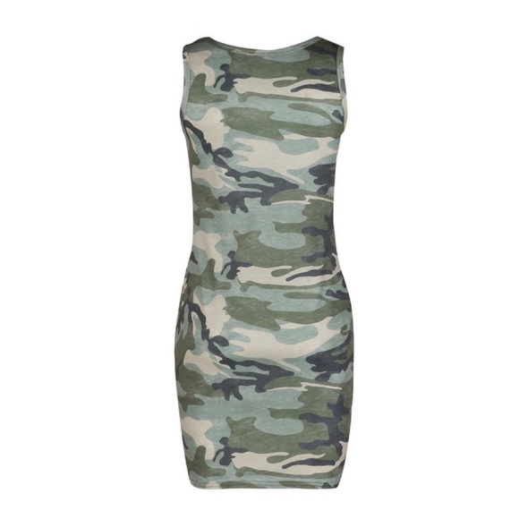 SOLD OUT CLEARANCE Army Camouflage Tied Front Sleeveless Tank Dress - Picture 4 of 4